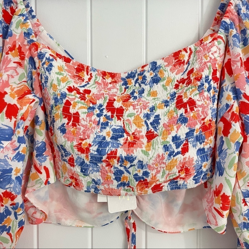 NWT L*Space Long Sleeves Cropped Floral Farryn Top - Picture 7 of 7